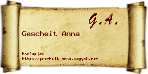 Gescheit Anna névjegykártya